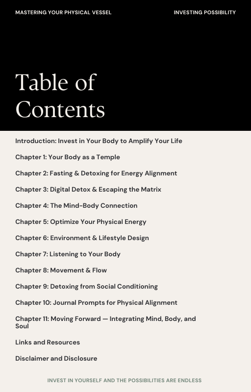 Investing Possibility™ — The Body: Mastering your Physical Vessel